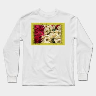 Red and White Christmas Poinsettias Digital Art Long Sleeve T-Shirt